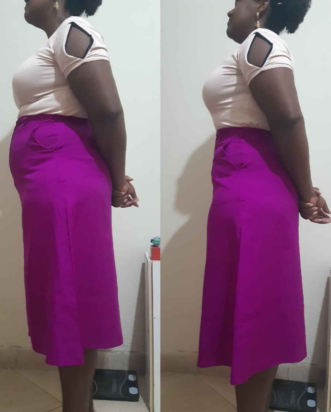 Antes e depois real de participante acompanhada pela Nil Vieira