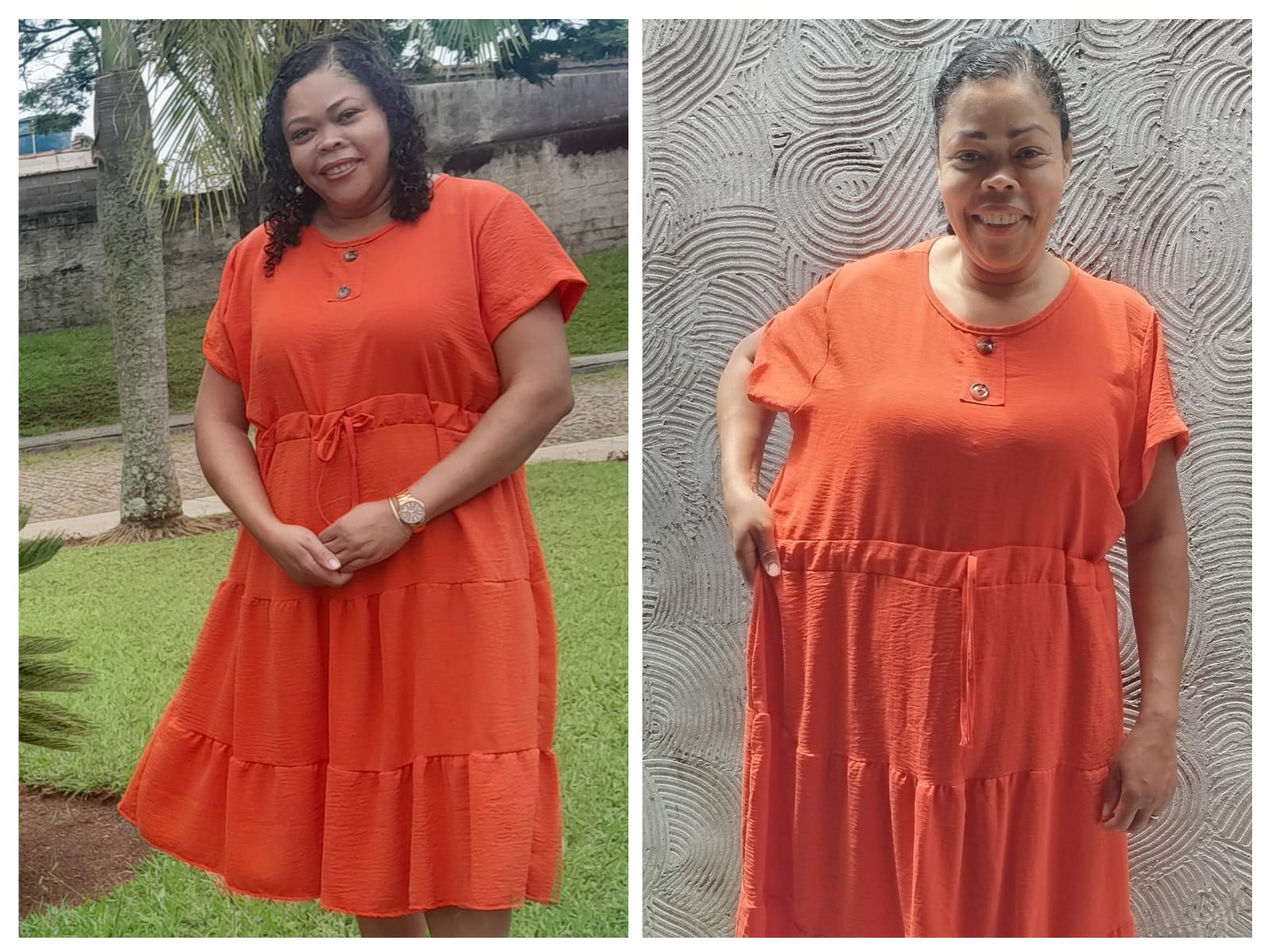 Antes e depois real de participante acompanhada pela Nil Vieira
